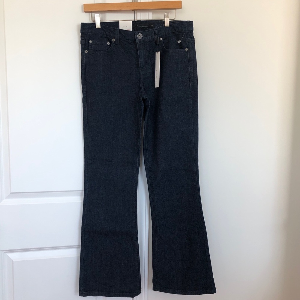 Calvin Klein Women's Flare Fit Jeans | Dark Wash Blue Denim | Size 10
